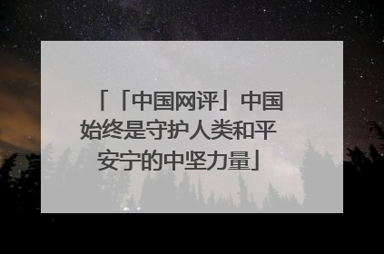 「中国网评」中国始终是守护人类和平安宁的中坚力量