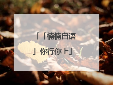 「楠楠自语」你行你上