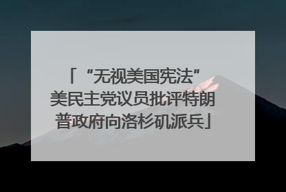 “无视美国宪法” 美民主党议员批评特朗普政府向洛杉矶派兵