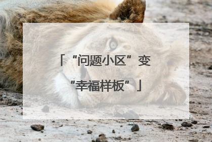 “问题小区”变“幸福样板”