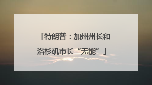 特朗普：加州州长和洛杉矶市长“无能”