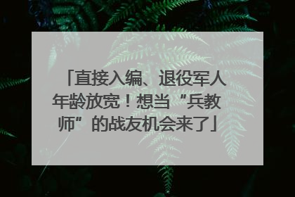直接入编、退役军人年龄放宽！想当“兵教师”的战友机会来了