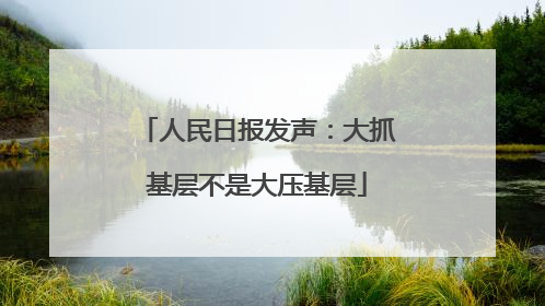 人民日报发声：大抓基层不是大压基层