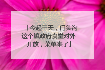 今起三天，门头沟这个镇政府食堂对外开放，菜单来了