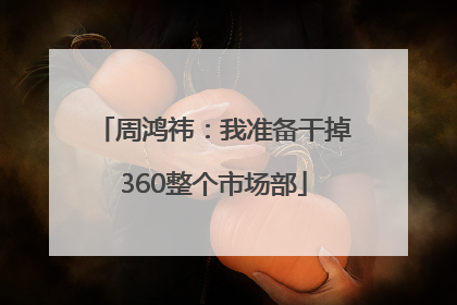 周鸿祎：我准备干掉360整个市场部