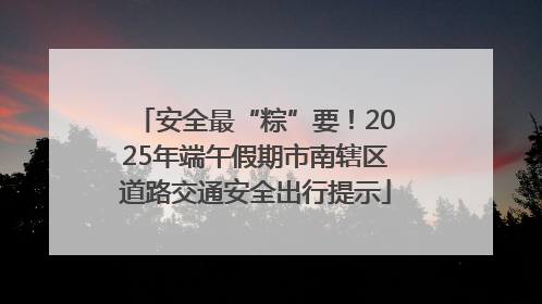 安全最“粽”要！2025年端午假期市南辖区道路交通安全出行提示