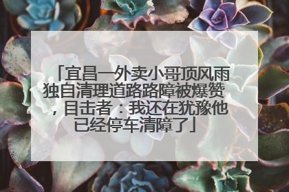 宜昌一外卖小哥顶风雨独自清理道路路障被爆赞，目击者：我还在犹豫他已经停车清障了