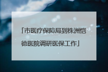 市医疗保障局到株洲恺德医院调研医保工作