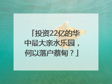 投资22亿的华中最大亲水乐园，何以落户蔡甸？