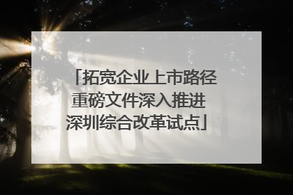 拓宽企业上市路径 重磅文件深入推进深圳综合改革试点