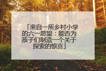 来自一所乡村小学的六一愿望：能否为孩子们制造一个关于探索的惊喜