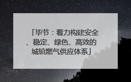 毕节：着力构建安全、稳定、绿色、高效的城镇燃气供应体系