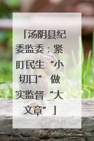 汤阴县纪委监委：紧盯民生“小切口” 做实监督“大文章”
