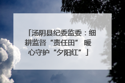 汤阴县纪委监委：细耕监督“责任田” 暖心守护“夕阳红”