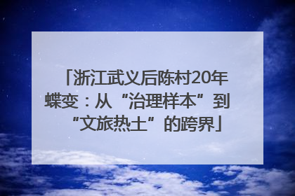 浙江武义后陈村20年蝶变：从“治理样本”到“文旅热土”的跨界