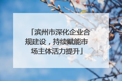 滨州市深化企业合规建设，持续赋能市场主体活力提升