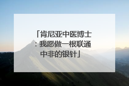 肯尼亚中医博士：我愿做一根联通中非的银针