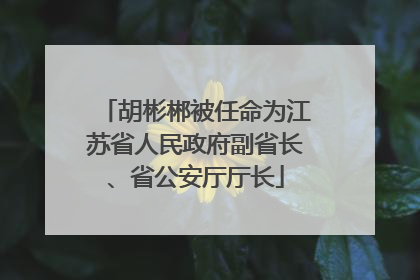 胡彬郴被任命为江苏省人民政府副省长、省公安厅厅长