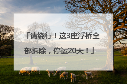 请绕行！这3座浮桥全部拆除，停运20天！