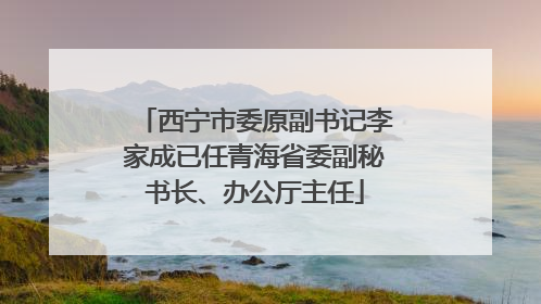 西宁市委原副书记李家成已任青海省委副秘书长、办公厅主任