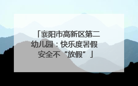 襄阳市高新区第二幼儿园：快乐度暑假 安全不“放假”