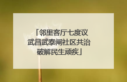 邻里客厅七度议 武昌武泰闸社区共治破解民生顽疾