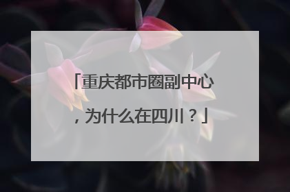 重庆都市圈副中心，为什么在四川？