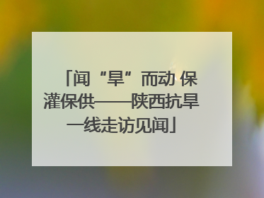 闻“旱”而动 保灌保供——陕西抗旱一线走访见闻