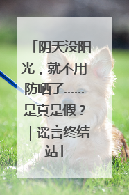 阴天没阳光，就不用防晒了……是真是假？｜谣言终结站
