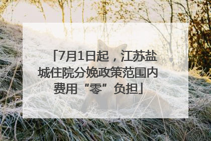 7月1日起，江苏盐城住院分娩政策范围内费用“零”负担